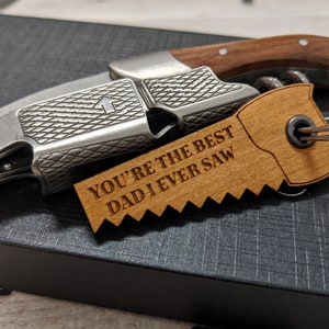 Best dad i ever saw  - Personalised Wooden Keyring - Vintage - Wooden - Father's Day Gift - Birthday Gift - Keyring