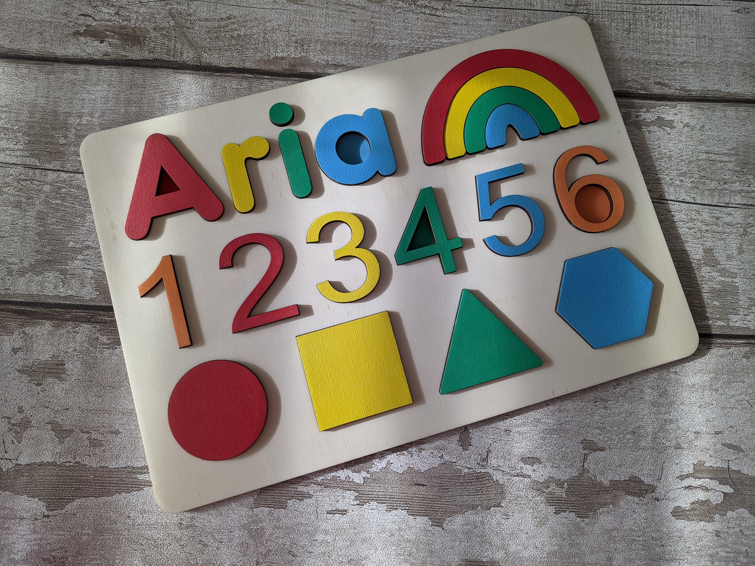 Shape Numbers Personalised Puzzle Wood 