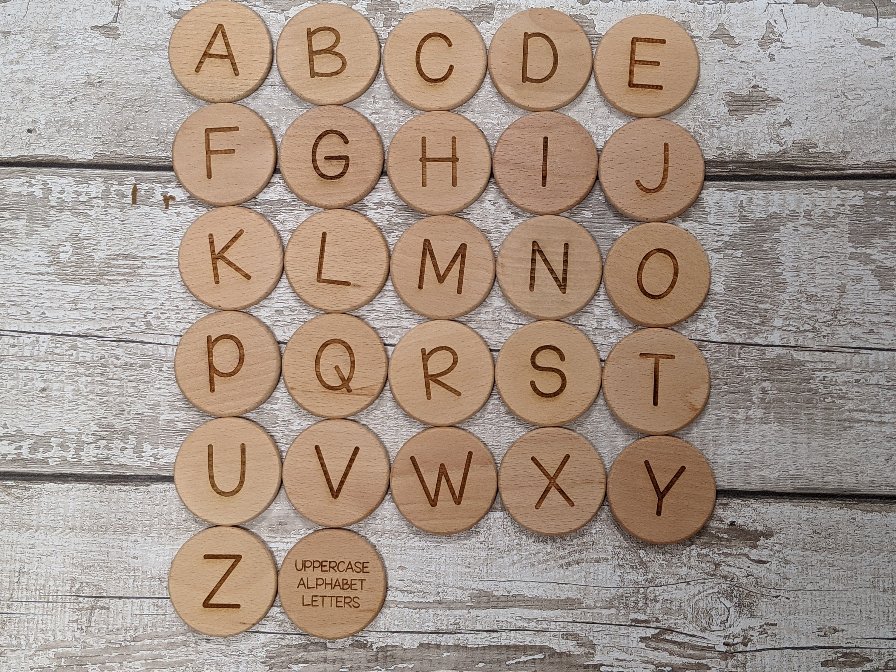 Alphabet A-Z a-z UPPERCASE lowercase Discs and Tokens | Etsy
