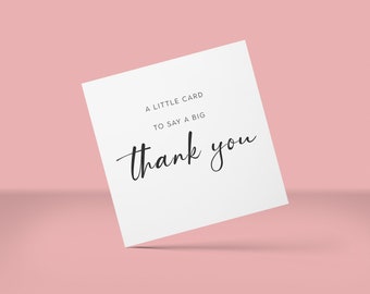 Little Card Big Thank You Card, Personalised Thank You Card, Friend Thank You, Simple Thank You Card