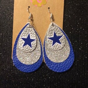 Dallas Cowboys Faux Leather and HTV teardrop Earrings