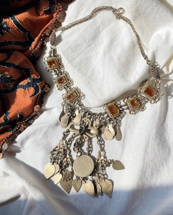 Vintage Afghan Banjara Tribal Necklace, global boh