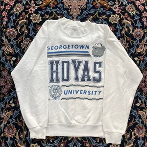 Med Vintage White Georgetown Hoyas Crewneck Sweatshirt