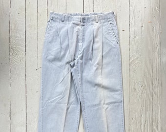 34x34 Vintage Pleated 80s American Eagle Faded Blue Trouser Pant