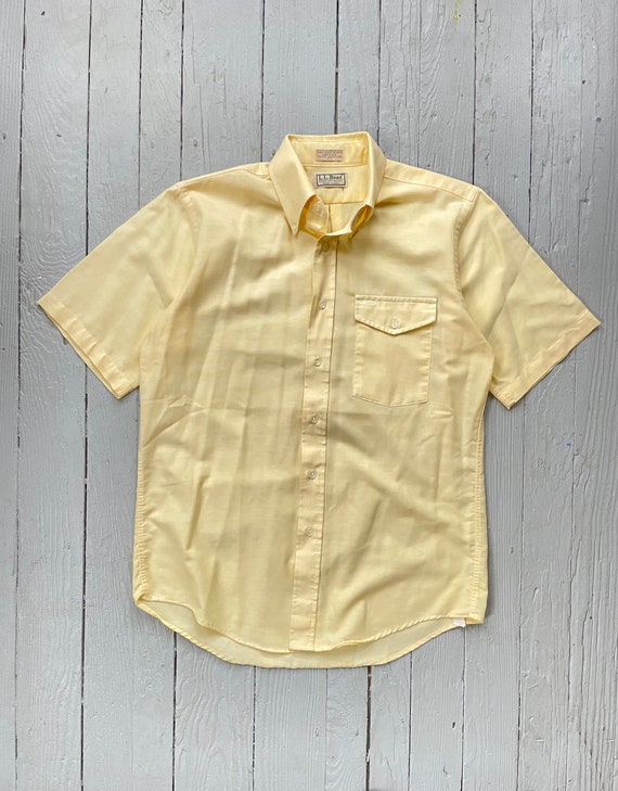 Large Vintage USA-Made LL Bean Yellow Short-Sleev… - image 1