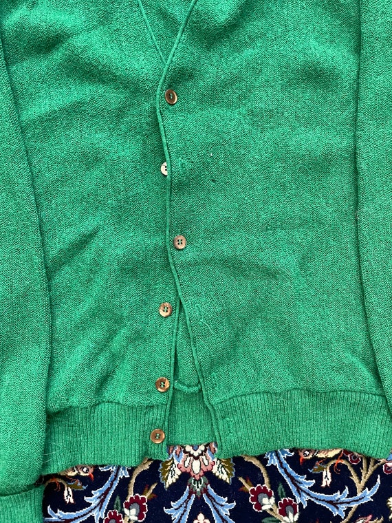 Med Vintage Green Knit Towncraft Cardigan - image 3