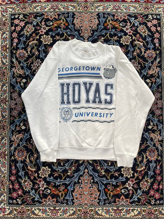 Med Vintage White Georgetown Hoyas Crewneck Sweats