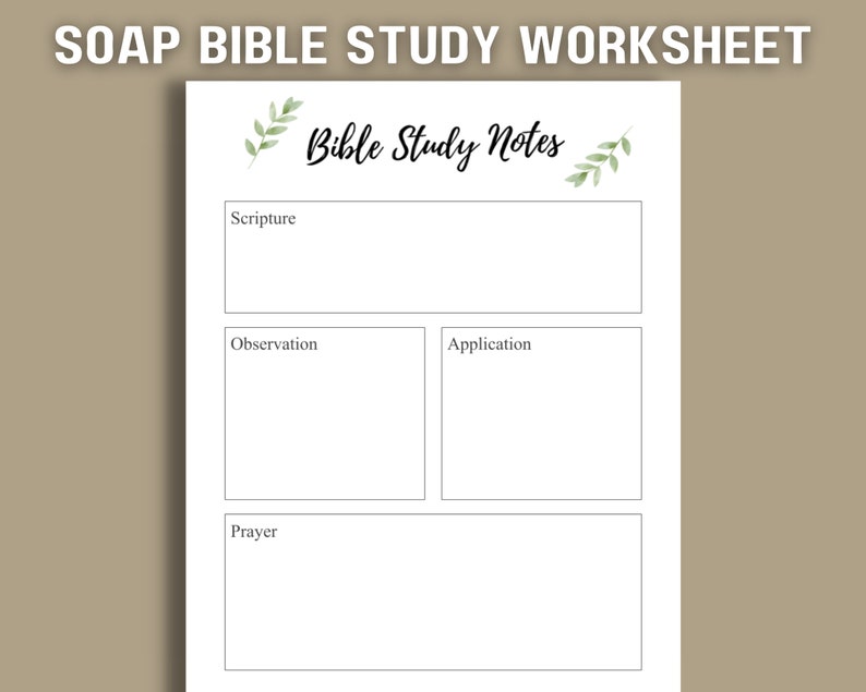 SOAP Bible Study Method Worksheet Bible Journaling Notes Etsy