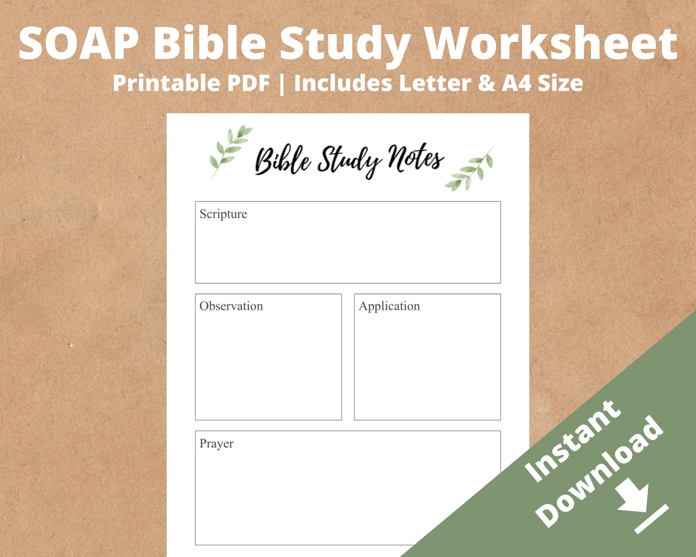 SOAP Bible Study Method Worksheet Bible Journaling Notes Etsy