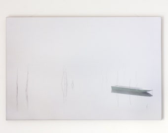 River fish boat in a fog