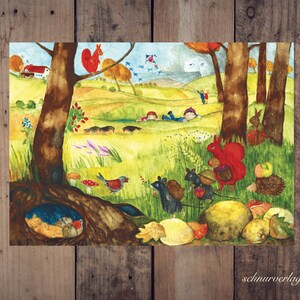 Carte postale MARIS D'AUTOMNE par E.M. Ott-Heidmann en papier recyclé de Schnurverlag