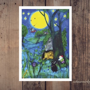 Mondnacht - Kinderposter von E.M. Ott-Heidmann in DIN A3 aus Recyclingpapier