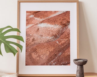 Impresión minimalista de terracota, fotografía artística, arte del desierto del suroeste de Arizona, póster abstracto naranja quemado, decoración de pared bohemia, regalo grande