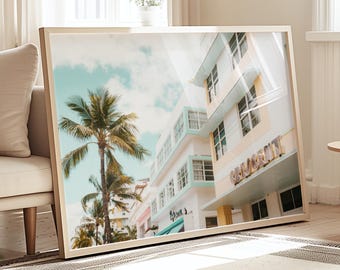 Miami Fine Art Photography, Retro Print, South Beach Hotel, Ocean Drive, Art Deco Wall Art, Miami Beach Print, Florida Hotel Pastel Wall Art