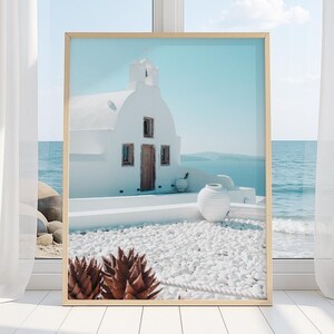 Santorini Wall Art, Greece Art Prints, Santorini Print, Coastal Home Decor, Greece Travel Poster, Minimalist Print, Beach House, Greek Gift