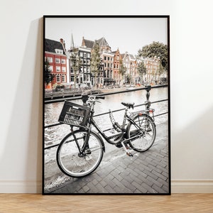 Bike Photography Print, Amsterdam Bike Print, Bicycle Wall Art, Netherlands Wall Art, Cycling Dutch Canal Poster, Travel Home Decor Gift