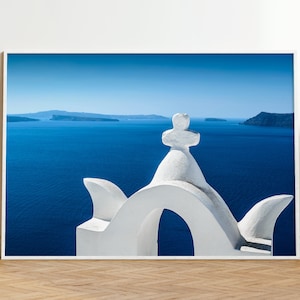 Santorini Church Print: Greek Coastal Photography, Modern Home Decor
