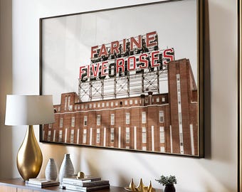 Montreal Print: Farine Five Roses Landmark Photography, Industrial Wall Art, Midcentury Modern Home, Canadian Vintage Poster, Quebec Print