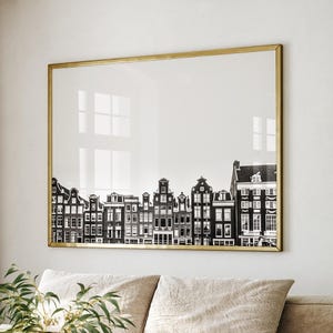 Amsterdam Houses Black and White Print, Amsterdam Photography, Minimalist Wall Art, Netherlands Poster, Amsterdam Gift, City Architecture