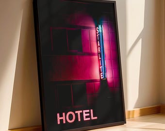 Starlite Hotel at Night in South Beach, Miami Print, Miami Vintage Wall Art, Pink Print, Ocean Drive Art Deco Wall Art, Florida Home Decor