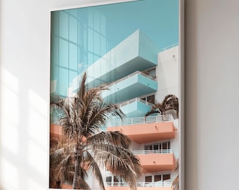 Miami Fine Art Photography, Retro Print, South Beach Hotel, Ocean Drive, Art Deco Wall Art, Miami Beach Print, Florida Hotel Pastel Wall Art