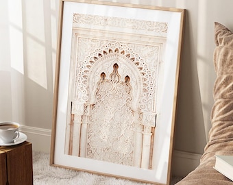 Moroccan Door Arch Print, Beige Boho Wall Art, Bohemian Art Print, Travel Photography, Morocco Architecture Poster, Neutral Pastel Print