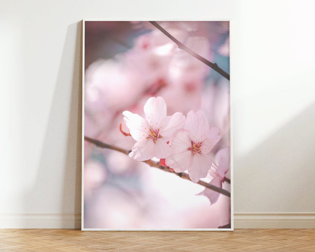 Pink Cherry Blossom Photography Print, Floral Wall Art, Flower Art ...