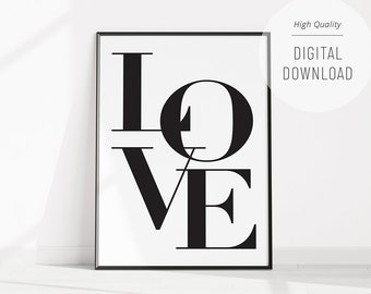 Love Printable Wall Art, Romantic Quote Print, Couples Bedroom Decor, Gift for Him or Her, Typography Poster, Inspirational Quote Print