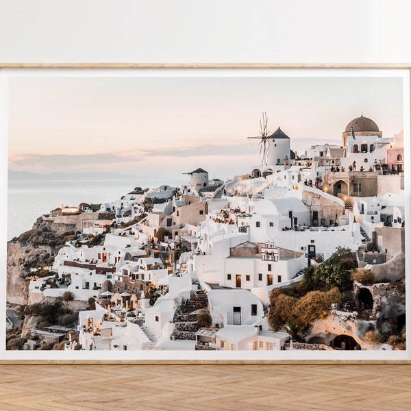 Santorini Print, Greece Wall Art, Coastal City Print, Coastal Wall Art, Santorini Photography, Neutral Print, Landscape Photography Print