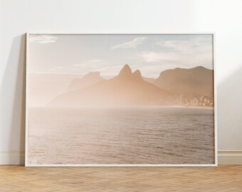 Rio De Janeiro Print, Brazil Travel Print, Brazil Photography Poster, Mountains and Ocean Print, Beige Wall Art, Landscape Travel Poster