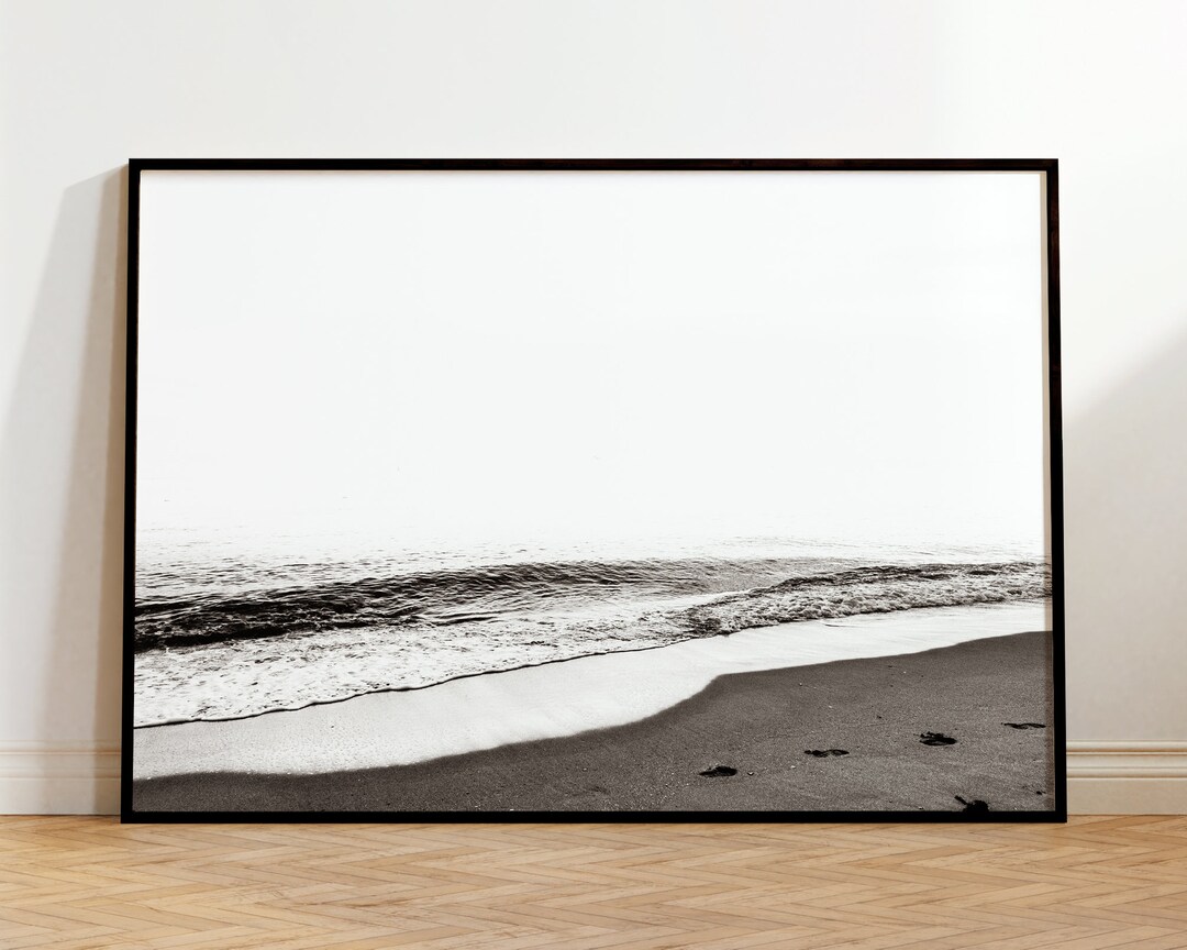 Black and White Beach Print, Coastal Wall Art, Waves Art Print