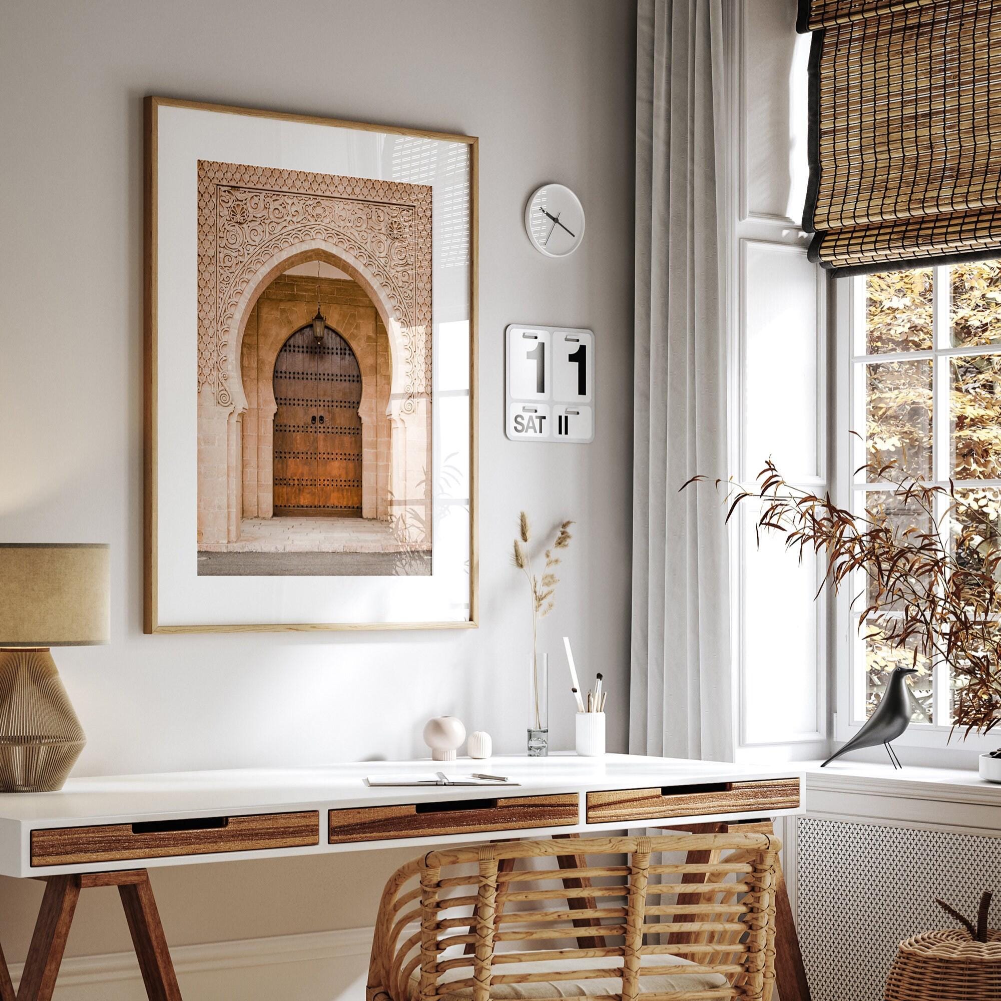 chieart 『Maria Rose』　壁掛けサイズ Moroccan Door Arch Print, Beige Boho Wall Art, Bohemian Art Print