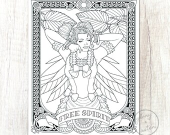 Easy Fairy Coloring Etsy etsy