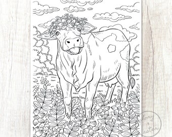 cow coloring page  etsy