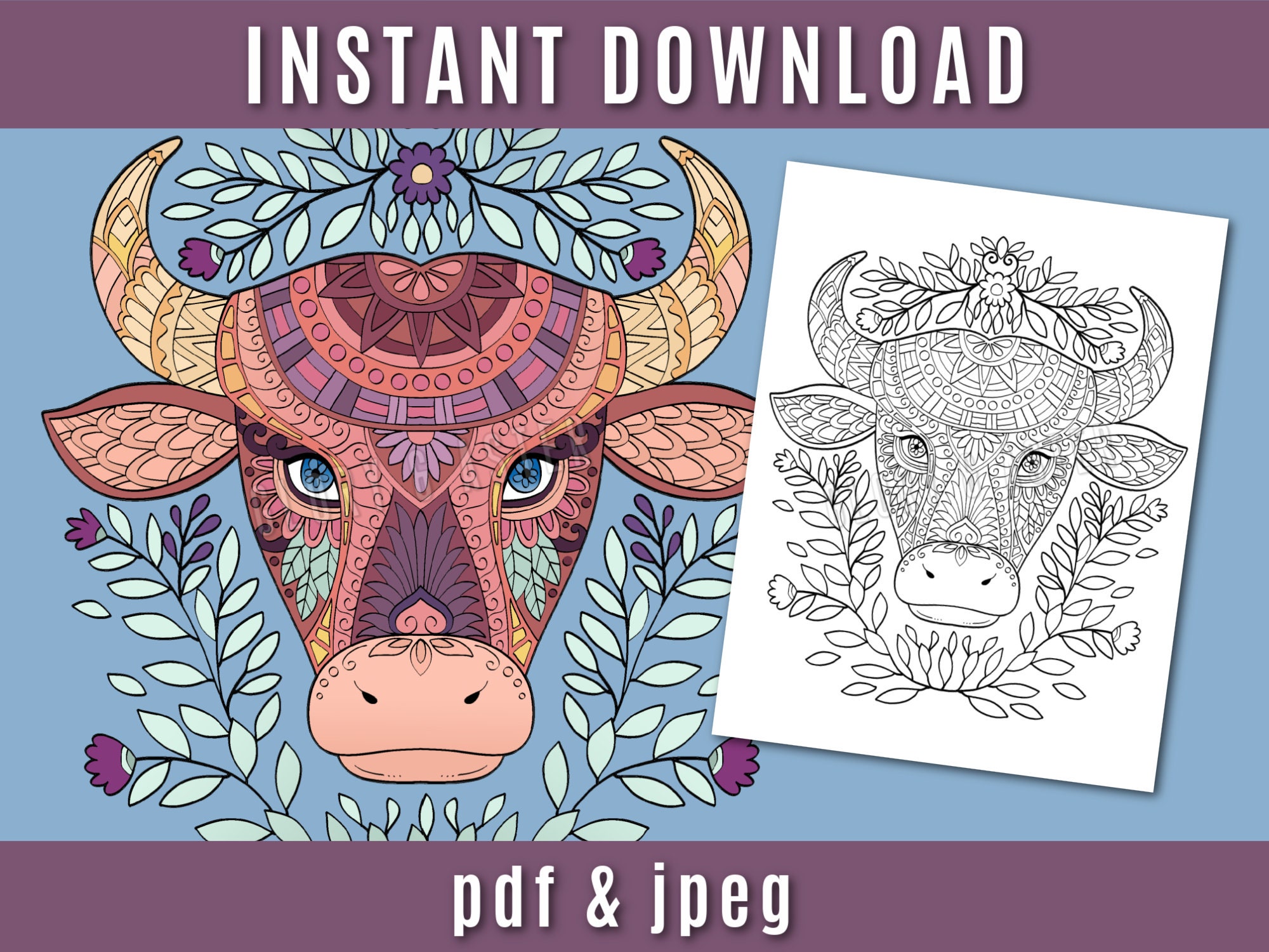 Mushroom Coloring Page Printable Adult Coloring Page Instant Download PDF  Snail Crystals Fantasy Magical Cute Nature 