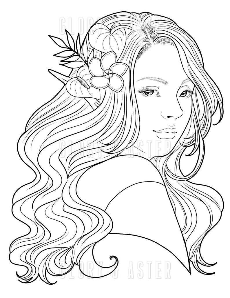 Fairy Portrait Coloring Page Printable Adult Coloring Page - Etsy