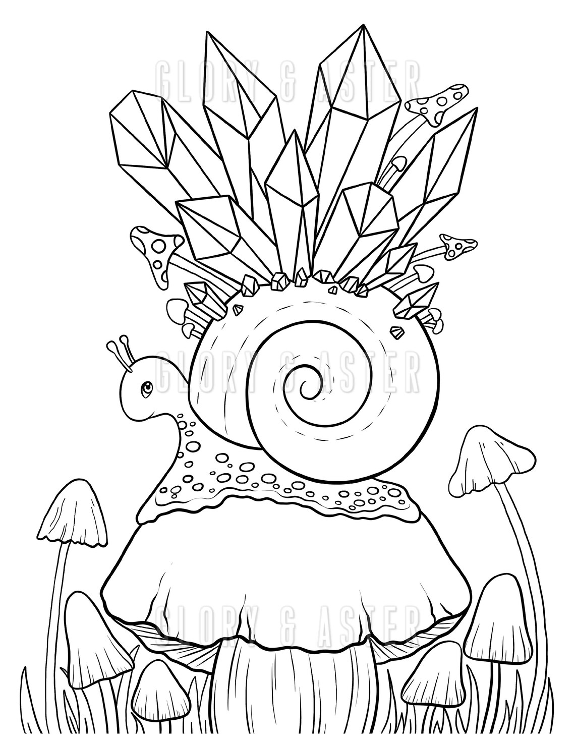 Mushroom Coloring Page Printable Adult Coloring Page Instant Download ...