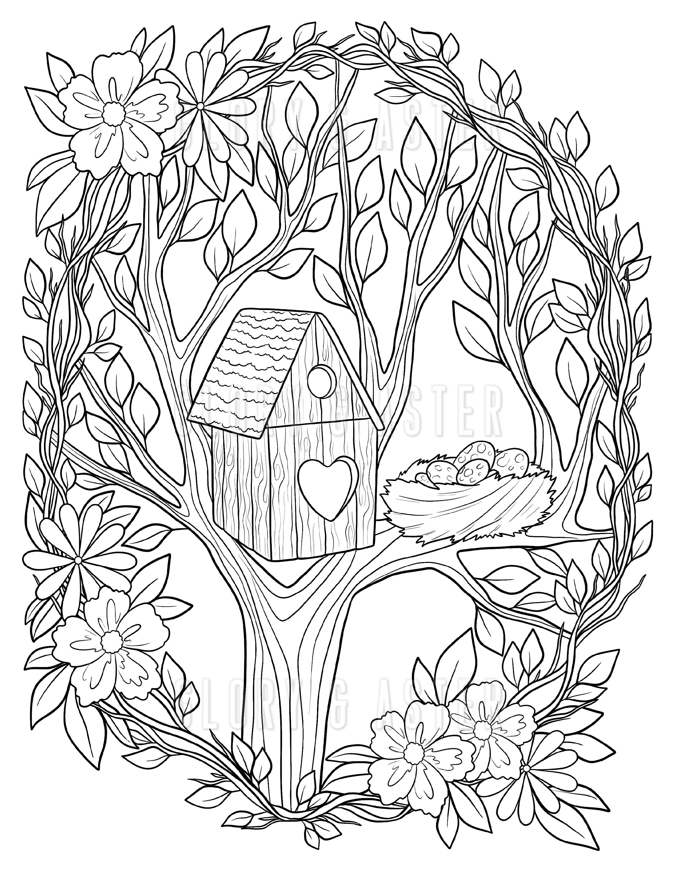 Simple Satisfying Large Print Coloring Book: Birds In The Trees 2 by  Coloringship Studio
