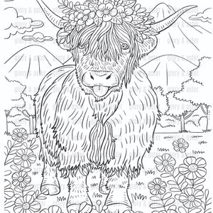 Cow Printable Coloring Page Adult Coloring Book Instant | Etsy