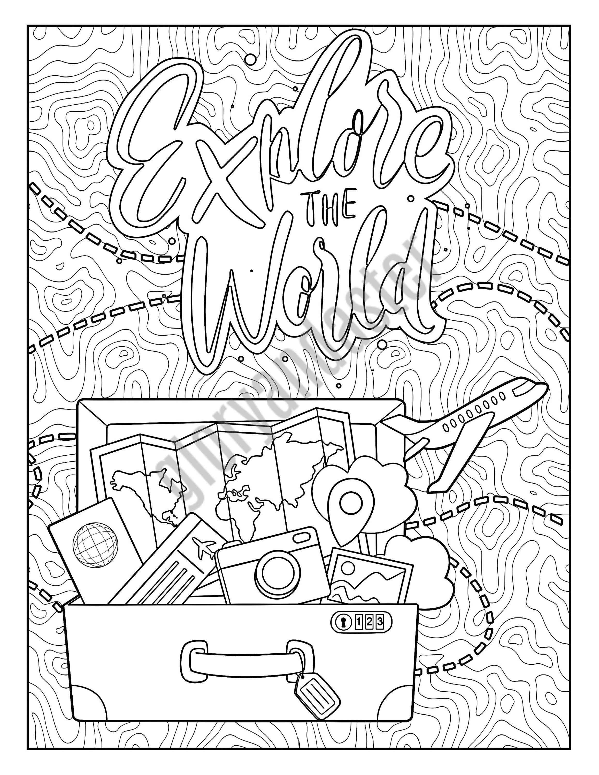 explore-the-world-travel-coloring-page-printable-adult-etsy