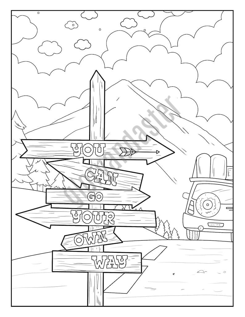 Travel Coloring Page Printable Adult Coloring Page World Etsy