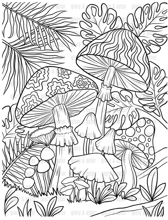 Mushroom Forest Coloring Page
