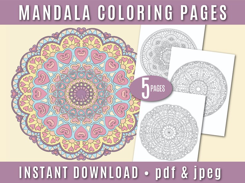 5 Intricate Mandalas Coloring Pages Printable Adult Coloring - Etsy