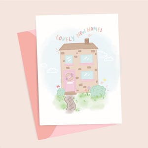 Cartão fofo para uma nova casa | kawaii, proprietário, primeira casa, cartão de mudança de casa, parabéns, comemoração, feliz novo lar