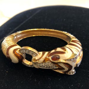 Ciner Zebra Cuff 1970s Vintage Enamel and Rhinestone - Etsy