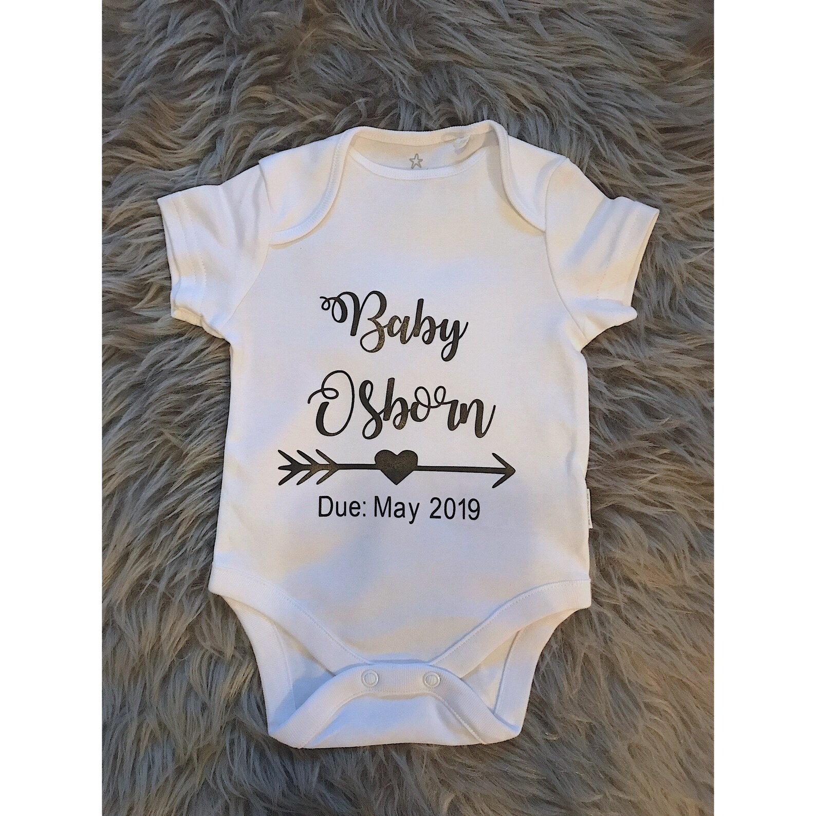 Personalised baby announcement vest due date and family name Etsy