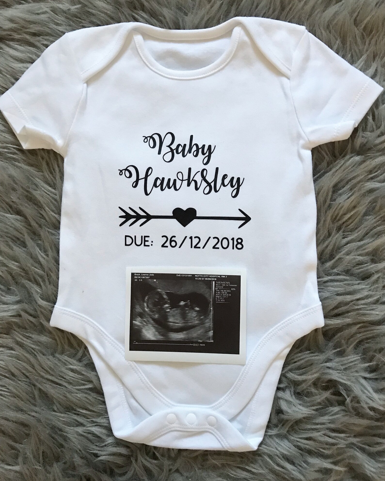 Personalised baby announcement vest due date and family name Etsy