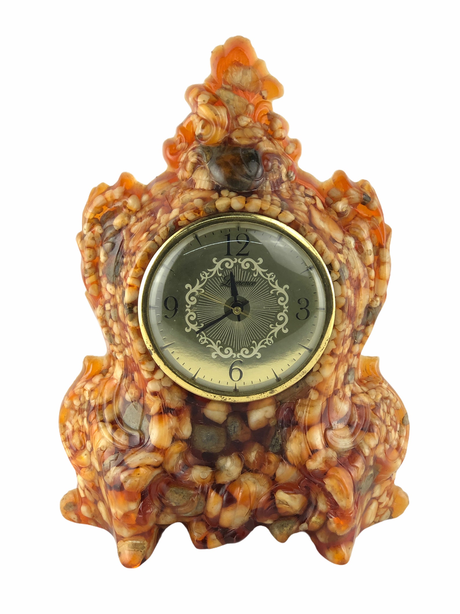 Vintage MCM Large Orange Resin Vomit Rock Mantle Clock Etsy