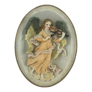 Vintage Angel Wall Plaque Hand Painted Plaster 3D Collectible Wall Hanging