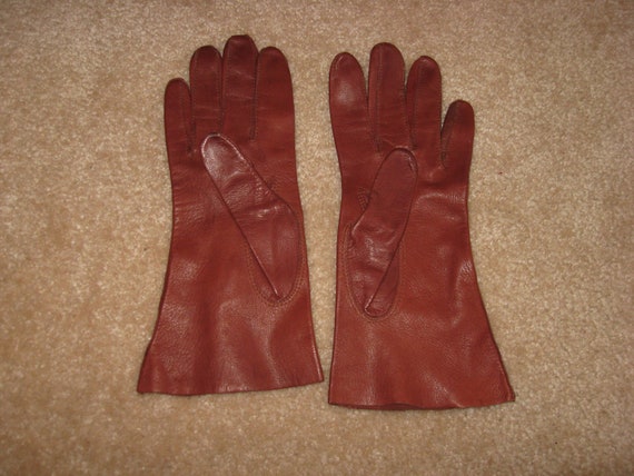 Vintage elegant gloves, soft Brown leather gloves,